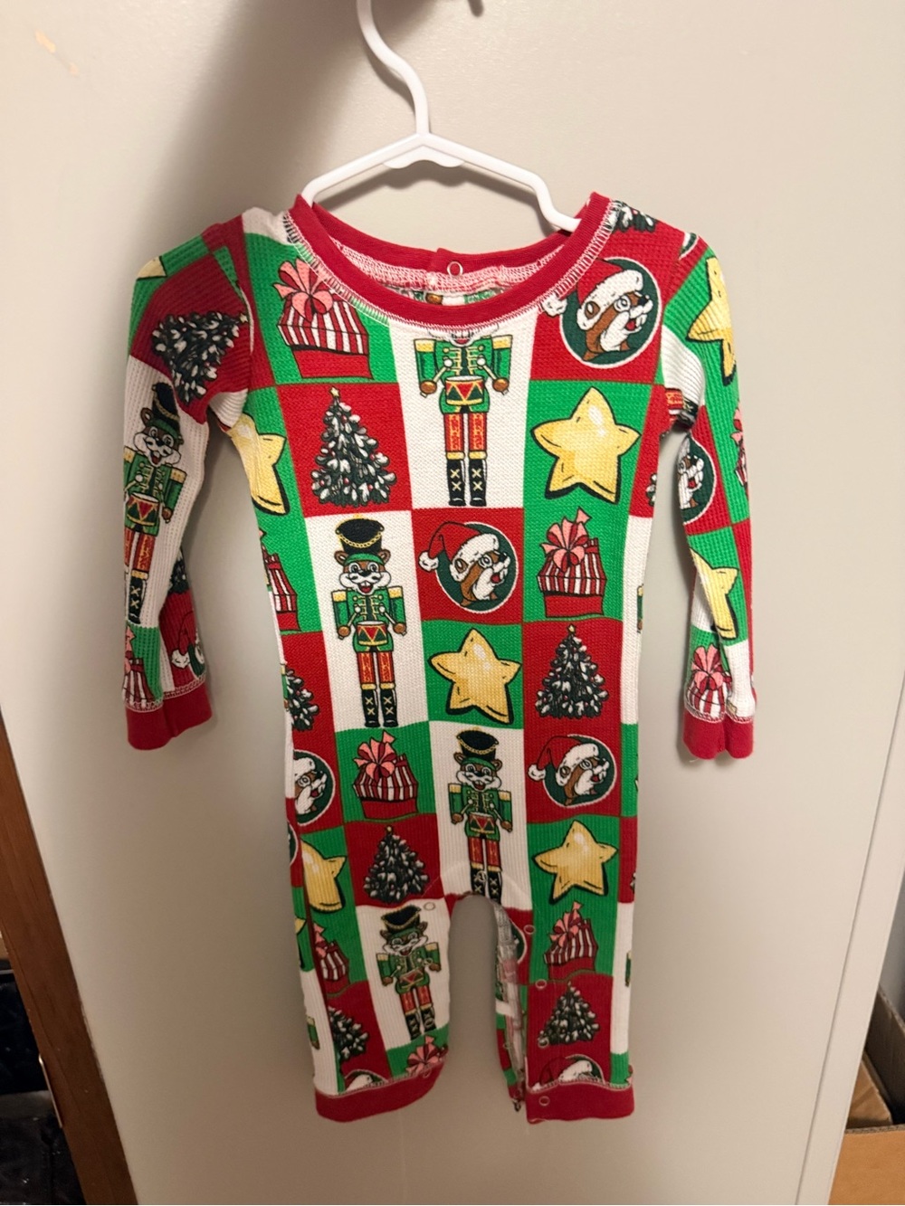 Kids Christmas Nutcracker One-Piece Pajama - Red Green